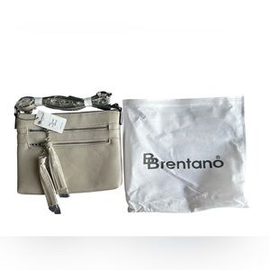 Brentano Vegan Almond Biege Crossbody Bag and Dust Cover - NWT